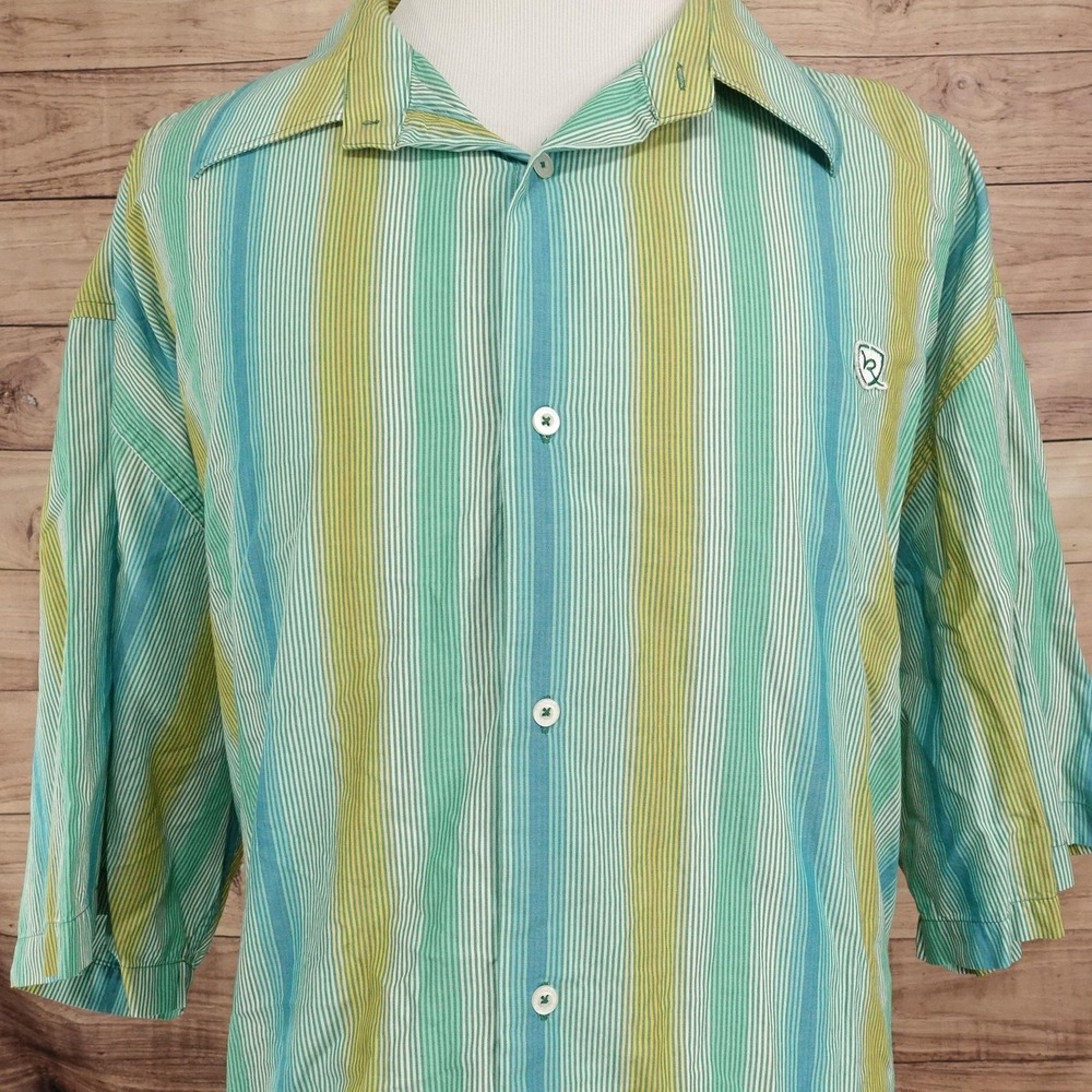 Rocawear Shirt Mens Big 4X Multicolor Striped Short Sleeve Button-Up Casual